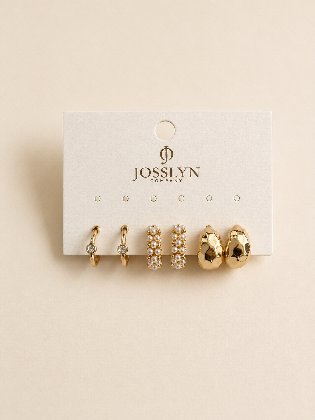 Trio Pearl Diamond Cut Huggie Hoop Earrings