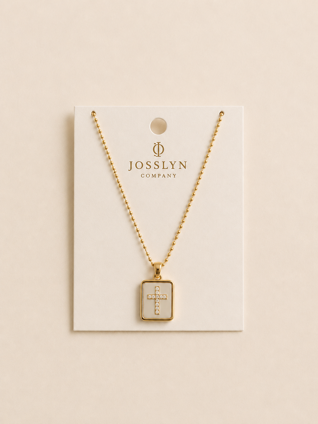 Epoxy Rhinestone Pendant Necklace: Cross