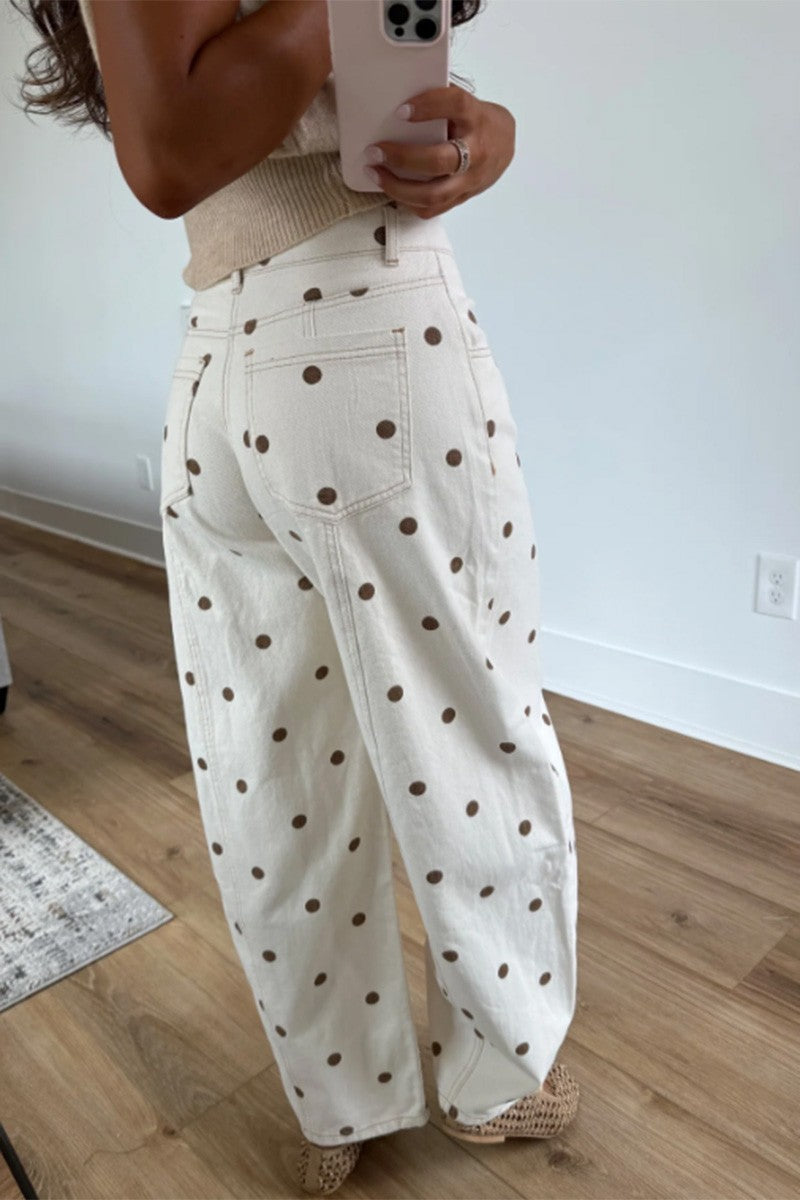 Polka Dot Straight-leg Jeans