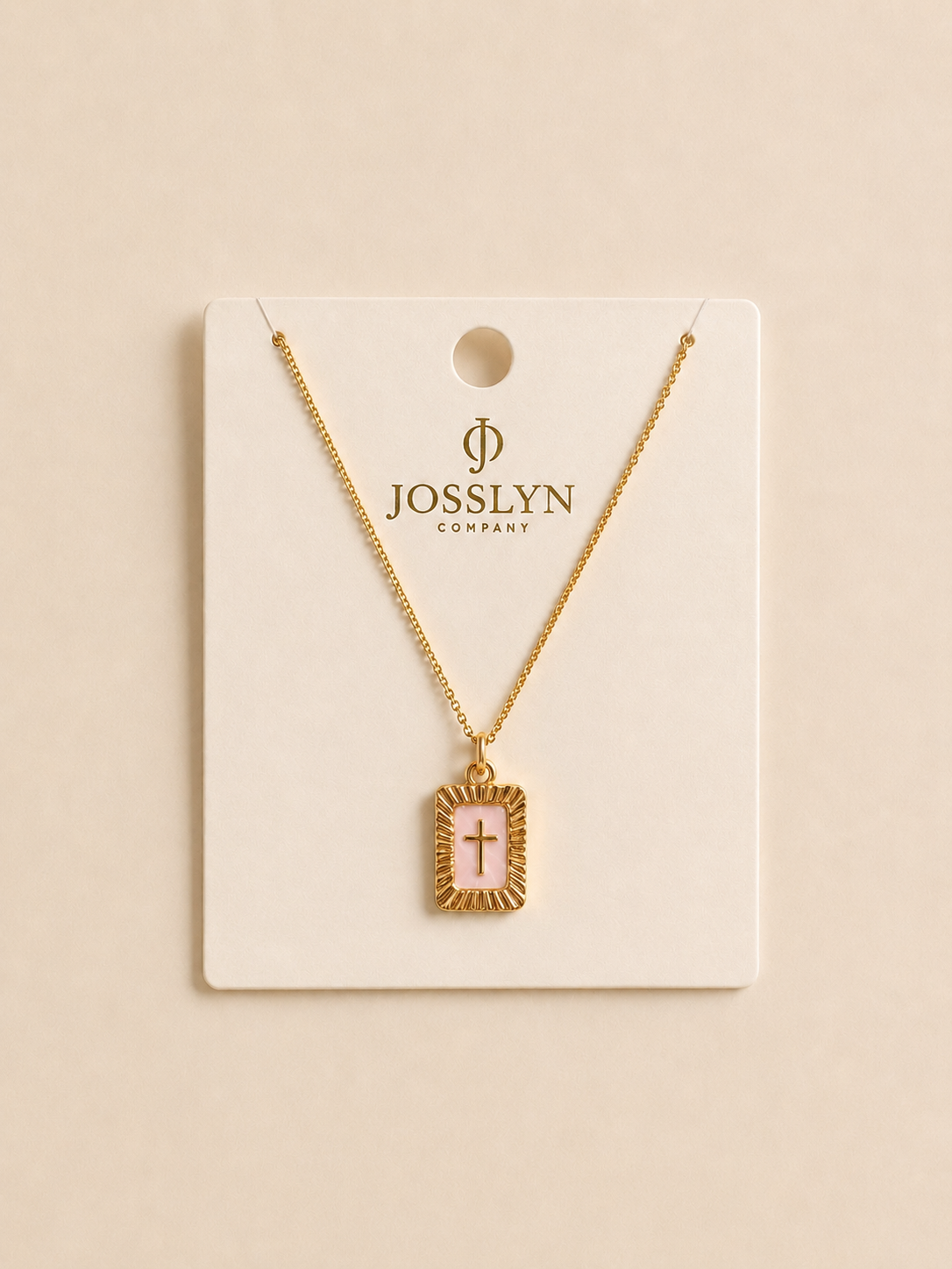 Sunburst Square Cross Pendant Necklace