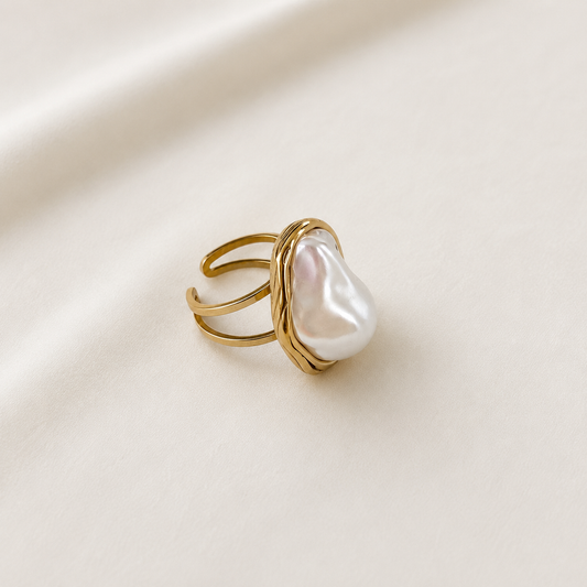 18K Stainless Steel Tarnish Free Pearl Ring