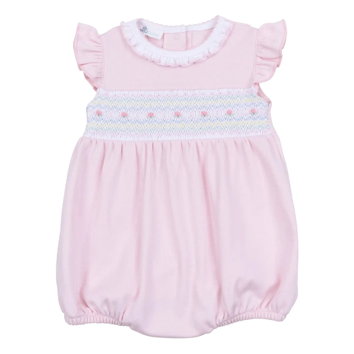 Blush Smocked Flutter Sleeve Bubble Romper