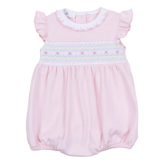 Blush Smocked Flutter Sleeve Bubble Romper