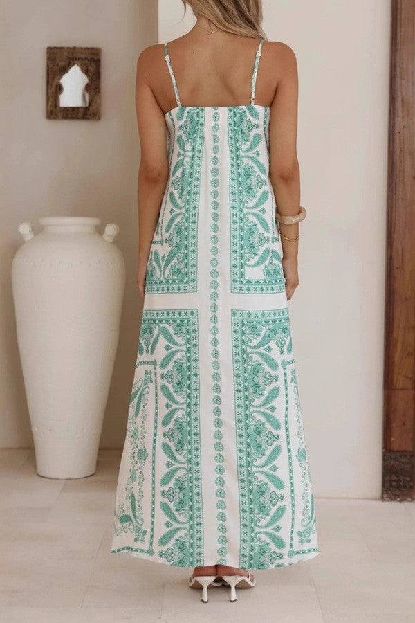 Paisley Print Strap Maxi Dress