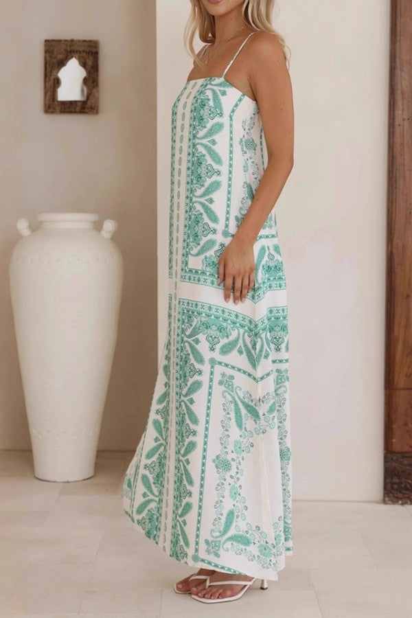 Paisley Print Strap Maxi Dress