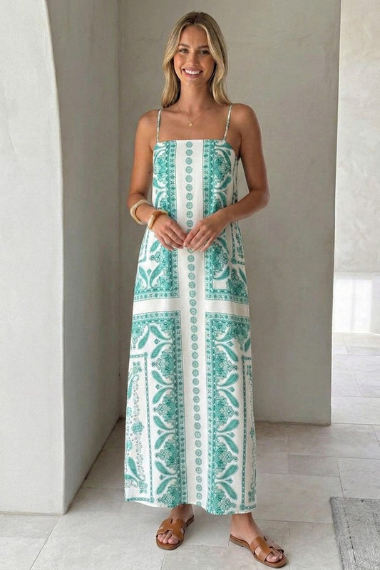 Paisley Print Strap Maxi Dress