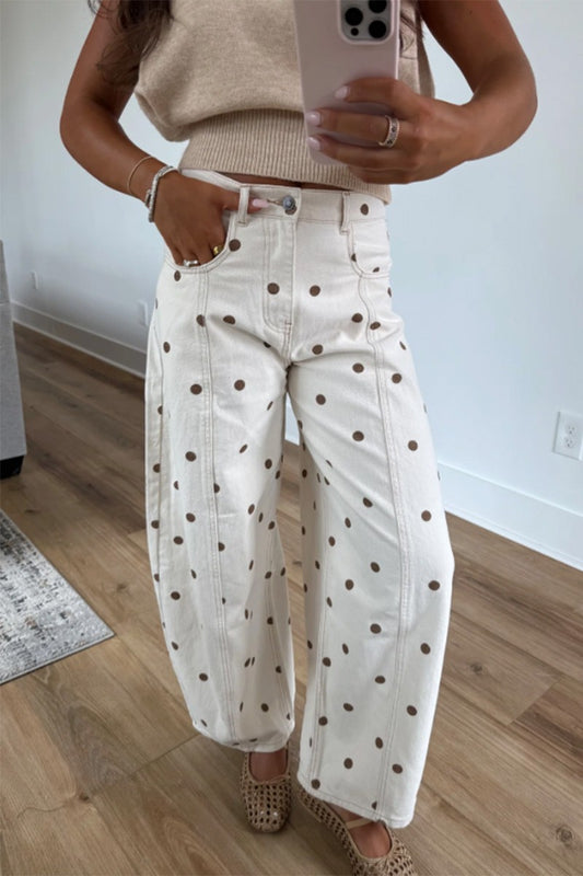 Polka Dot Straight-leg Jeans